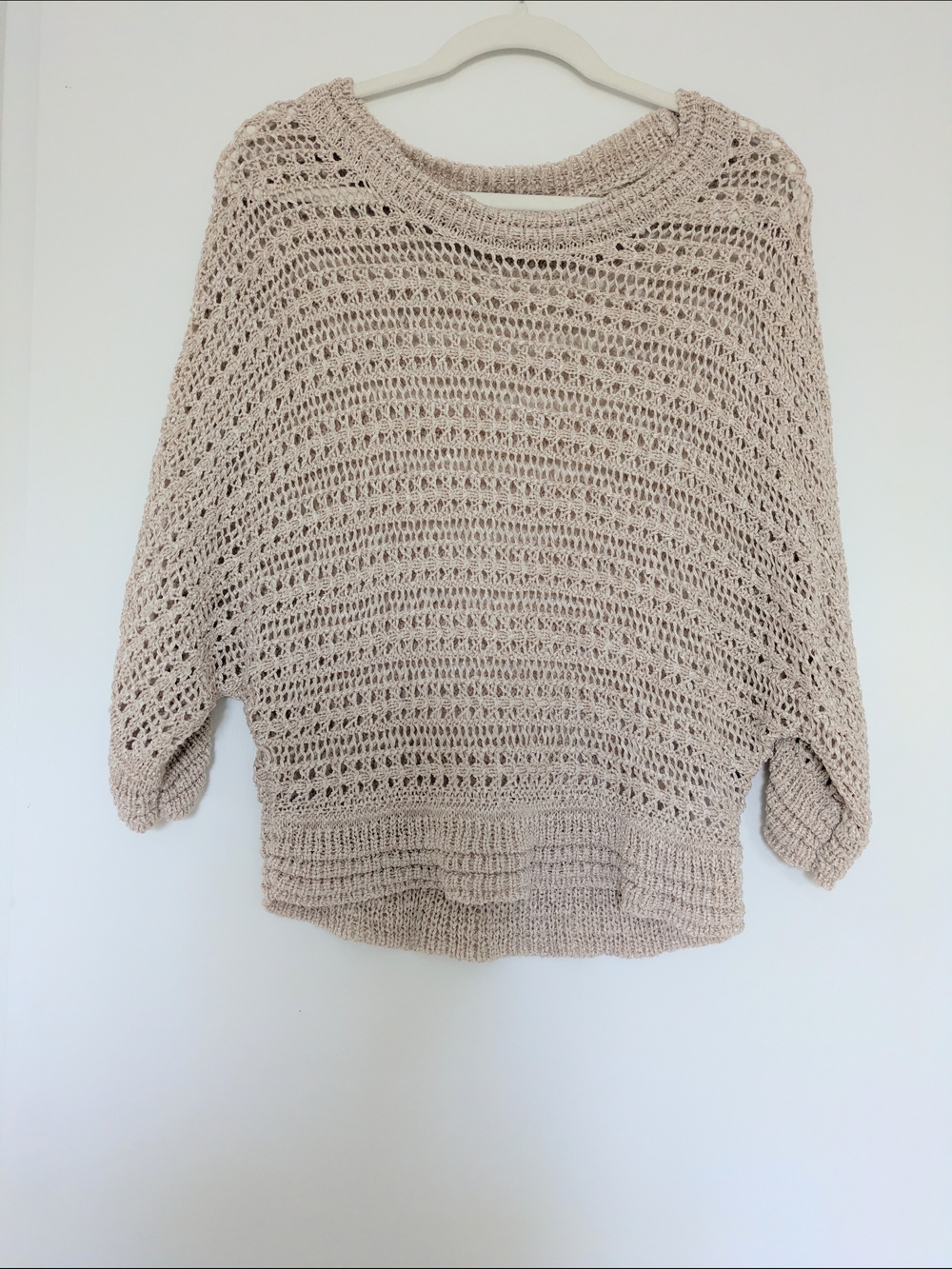 GAP Open-Knit Scoop Neck Sweater in Light Beige